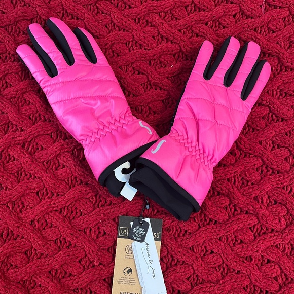 NWT Anna & Ava Pink & Black Tech Touch Gloves Size S/M - Picture 1 of 9